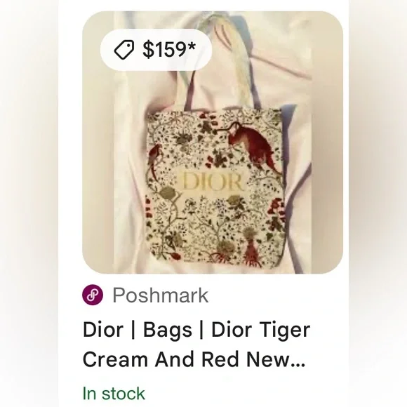 Dior Floral Tiger Canvas Tote Bag New In Box - Picture 3 of 8